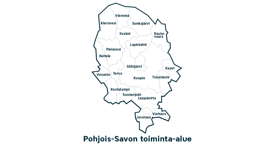 Pohjois-Savon kartta.
